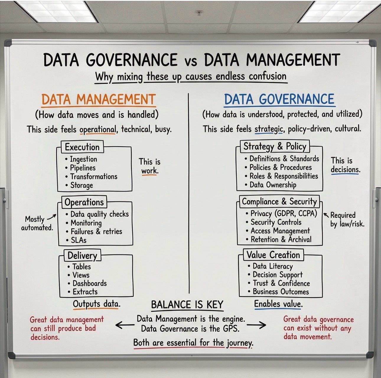 Data Governance vs Data Management